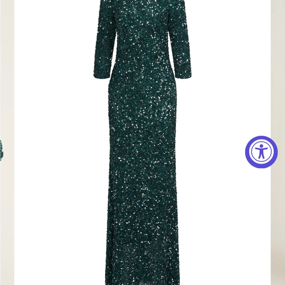 Theia Green Sequin Gown - Picture 5 of 8